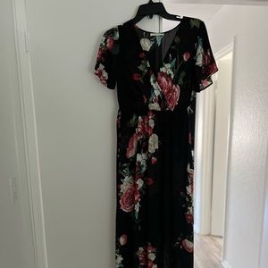 Black floral maxi dress